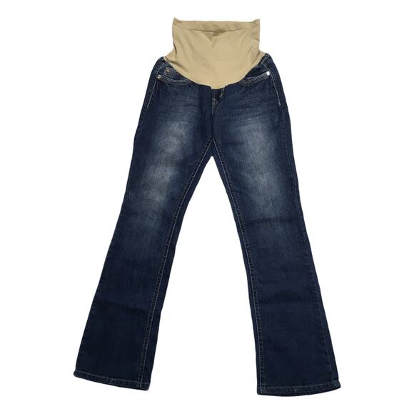 Wallflower Maternity Jeans Secret Fit Belly Blue Denim Flap Pocket Bootcut Leg 9 - Picture 1 of 13